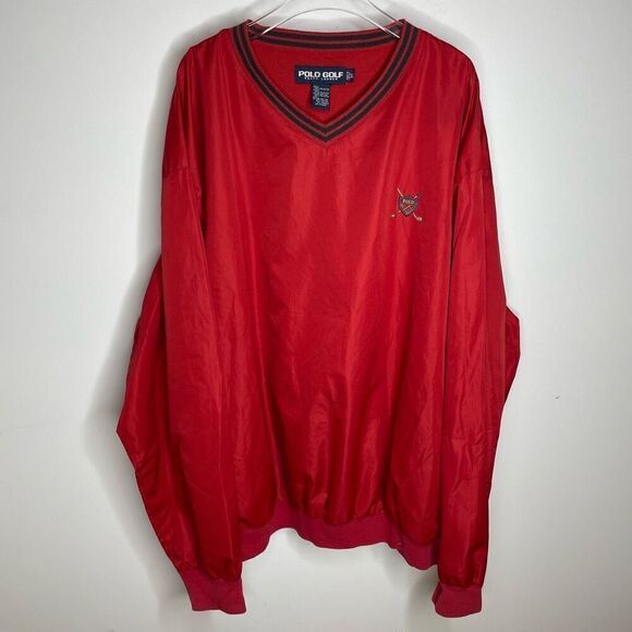 Ralph Lauren Polo Golf Windbreaker Jacket Mens Size XLarge Red Pullover Lined Xl - Picture 7 of 7